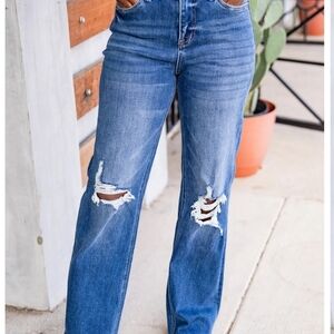 Stylish Blue Distressed Women's Flare Jeans